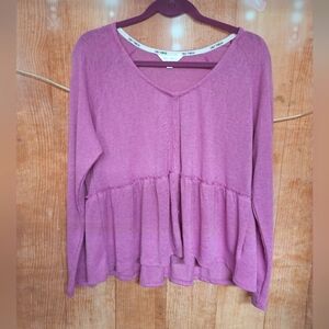 Daily thread purple long sleeve v-neck top size large